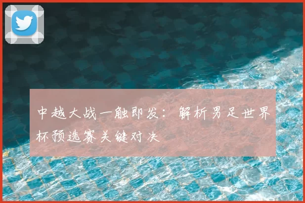 中越大战一触即发:解析男足世界杯预选赛关键对决
